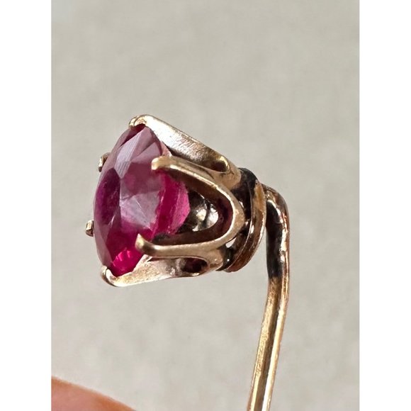 Antique 18kt solid rose gold old European cut genuine 1.22ct ruby stick pin - Picture 5 of 10